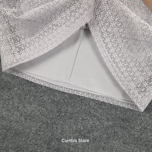 Anne Klein Dress Womens 6 Gray Lace Overlay Shift A-Line Sleeveless Back Zip - Picture 8 of 11